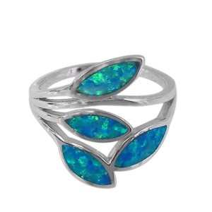 Blue Fire Opal Four Leaf Wrap Ring